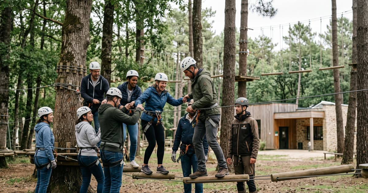 Fontdouce parc aventure et team building en pleine nature, activités outdoor en groupe