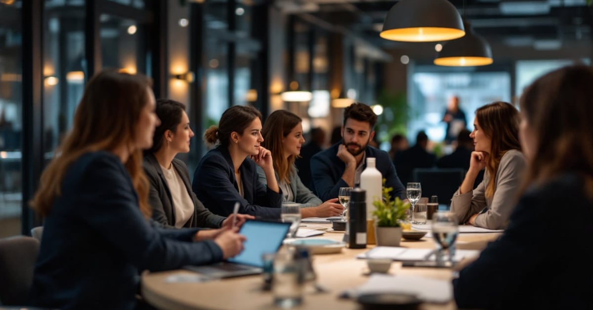 Soirée d'entreprise à Lyon : salle élégante et ambiance festive pour un événement professionnel