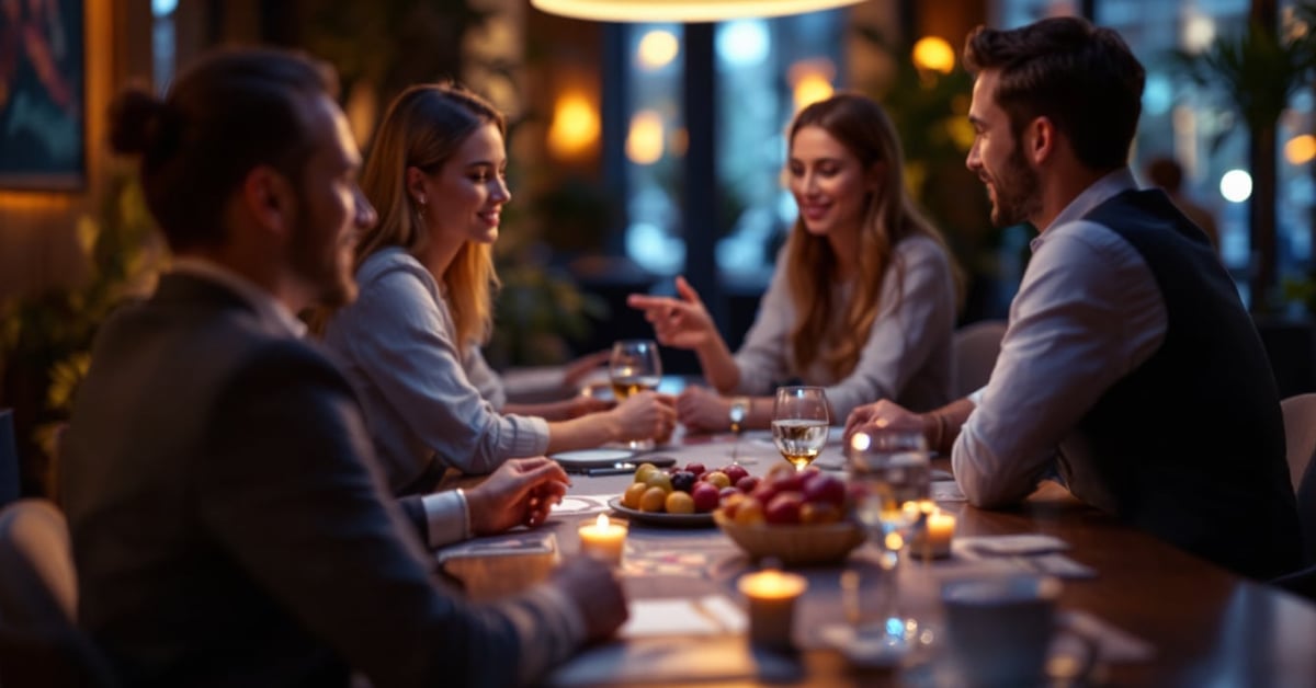 Soirée casino entreprise ambiance Las Vegas avec tables de jeu et invités élégants