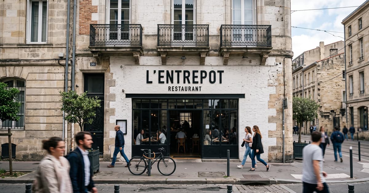 L'Entrepôt restaurant : salle intérieure moderne avec une ambiance chaleureuse et contemporaine