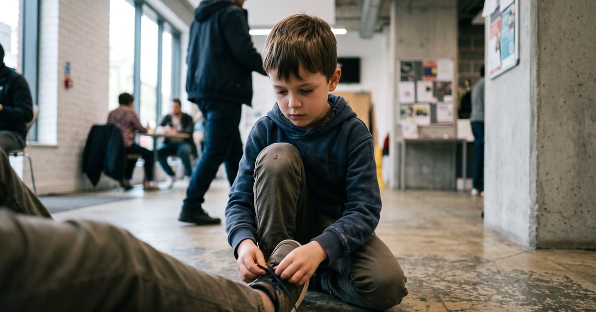 Le petit samaritain : un geste d'entraide spontané entre deux personnes dans un cadre urbain moderne