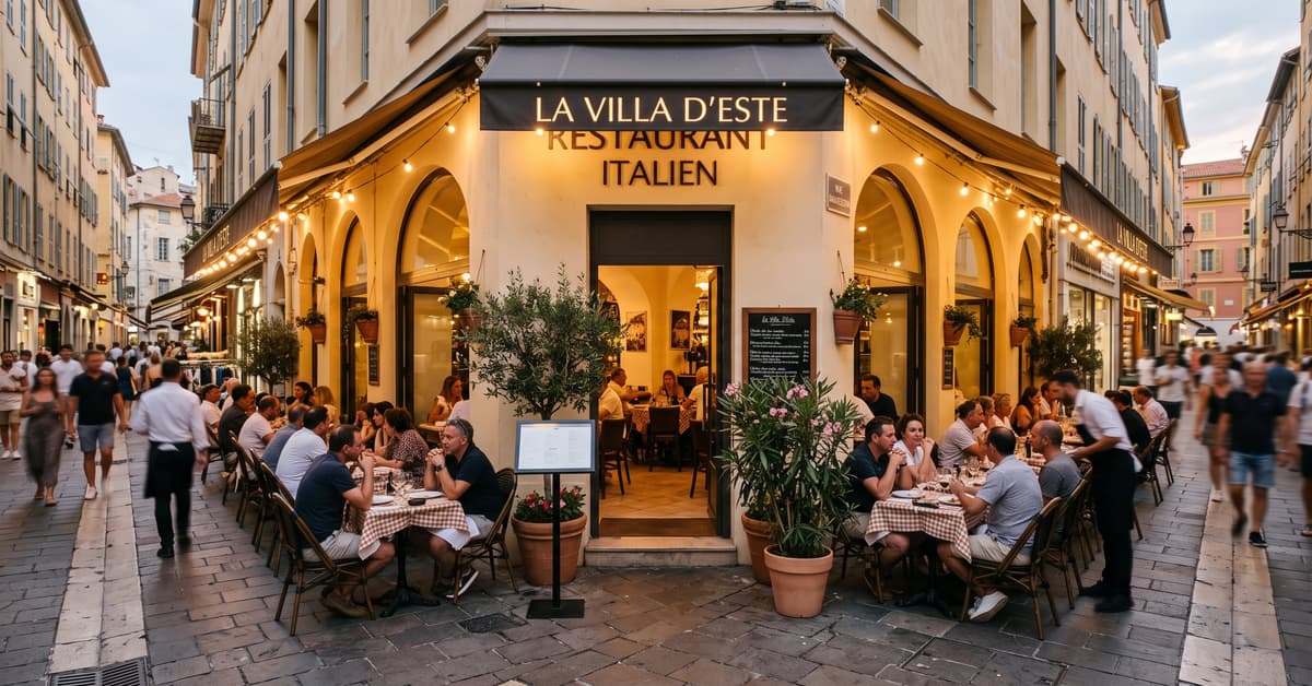 La Villa d'Este, restaurant italien emblématique de Nice, cadre élégant et authentique
